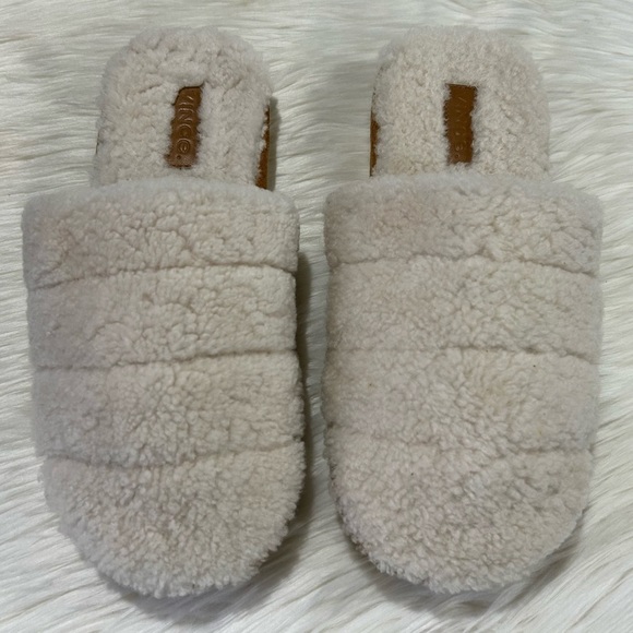 Vince‎ Loni Shearling Leather Slippers in Turtledove 37 - Picture 3 of 9